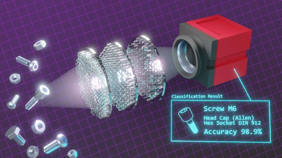 Künstlerische Darstellung eines optischen neuronalen Netzwerks