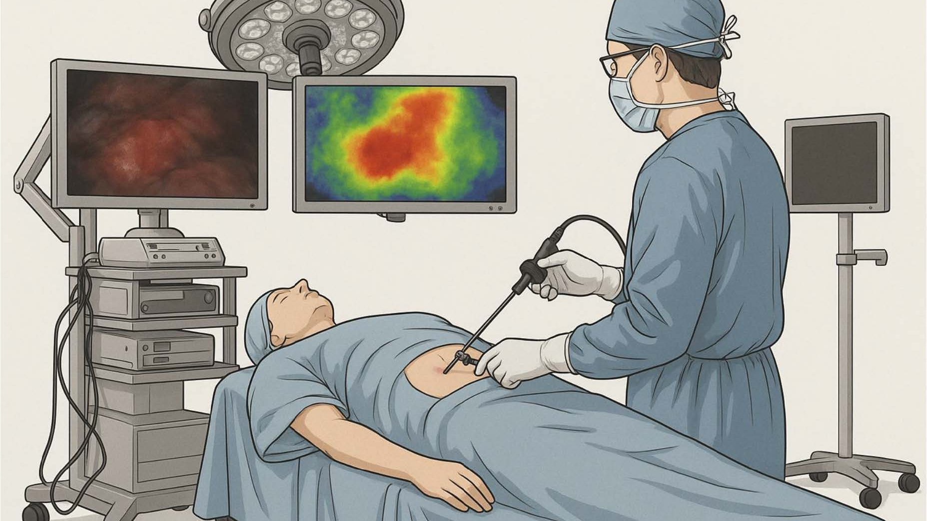 Symboldarstellung eines laparoskopischen Eingriffes.