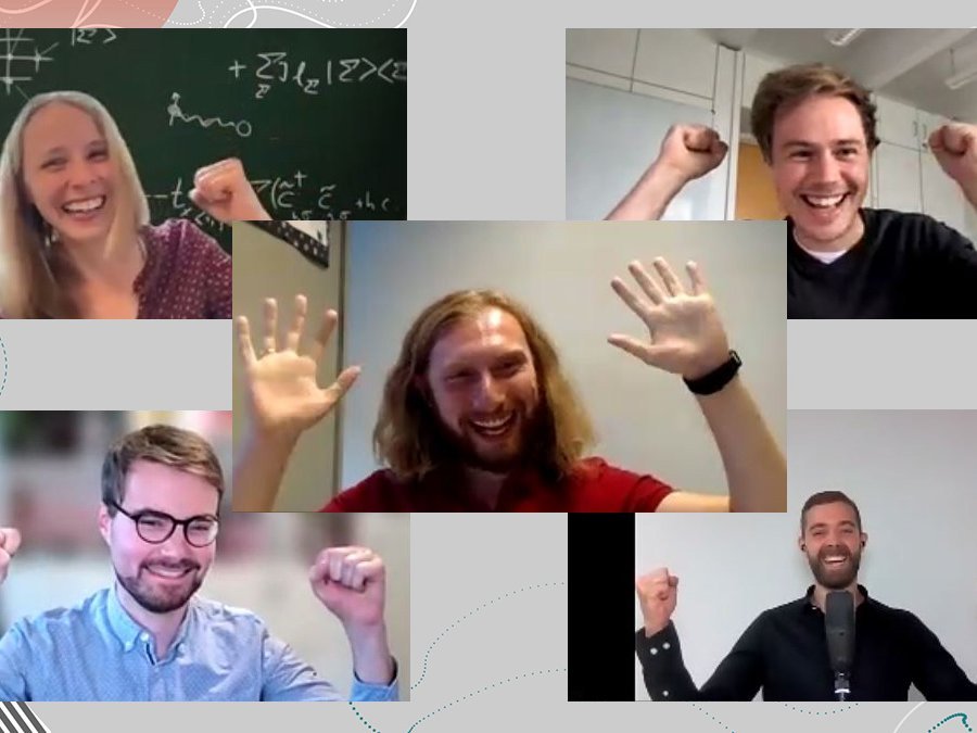 Screenshot eines Videocalls mit den Gewinnerinnen und Gewinnern